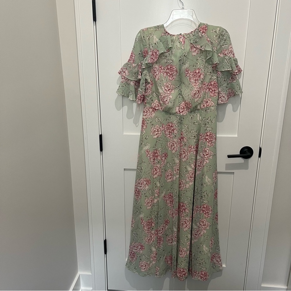 NWT Gal Meets Glam 8 Shelby Mint Green Floral Maxi Dress Ruffle Feminine - Picture 3 of 7